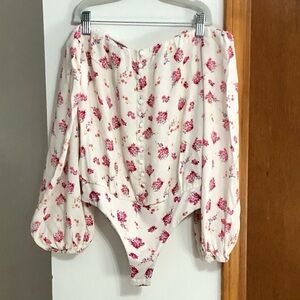 AFRM Floral Pink and Cream Bodysuit